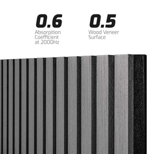 Mozart - Set di 2 pannelli fonoassorbenti decorativi in legno 235x60 cm, grigio