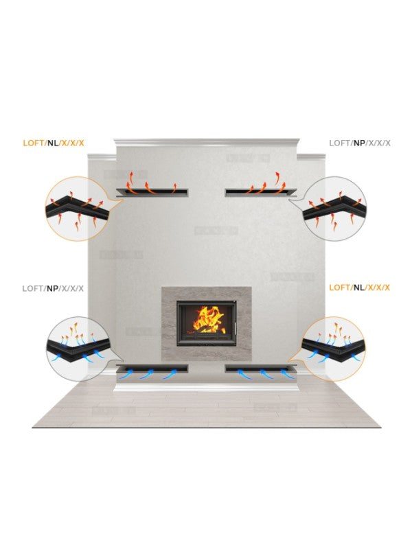 Griglia di ventilazione Angolare per camino 60x600x400 - Loft Angle sinistra crema