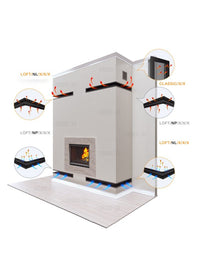 Griglia di ventilazione Angolare per camino 95x800x450 - Loft Angle sinistra bianca