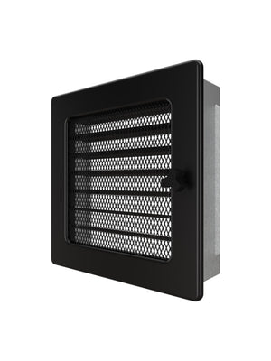 Griglia di ventilazione per camino 17x17 nera con tapparelle avvolgibili