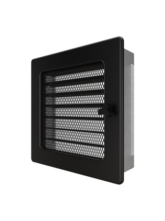 Griglia di ventilazione per camino 17x17 nera con tapparelle avvolgibili