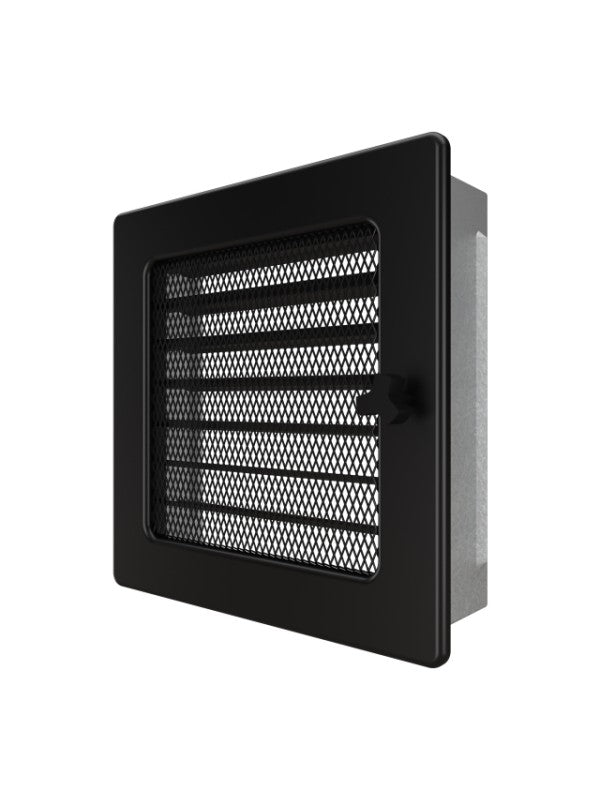 Griglia di ventilazione per camino 17x17 nera con tapparelle avvolgibili