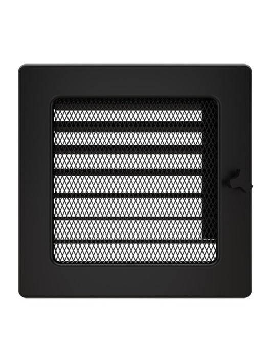 Griglia di ventilazione per camino 17x17 nera con tapparelle avvolgibili