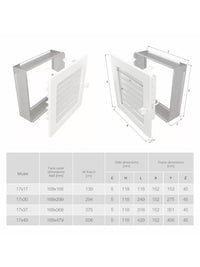 Griglia di ventilazione per camino 17x17 bianca con tapparelle avvolgibili
