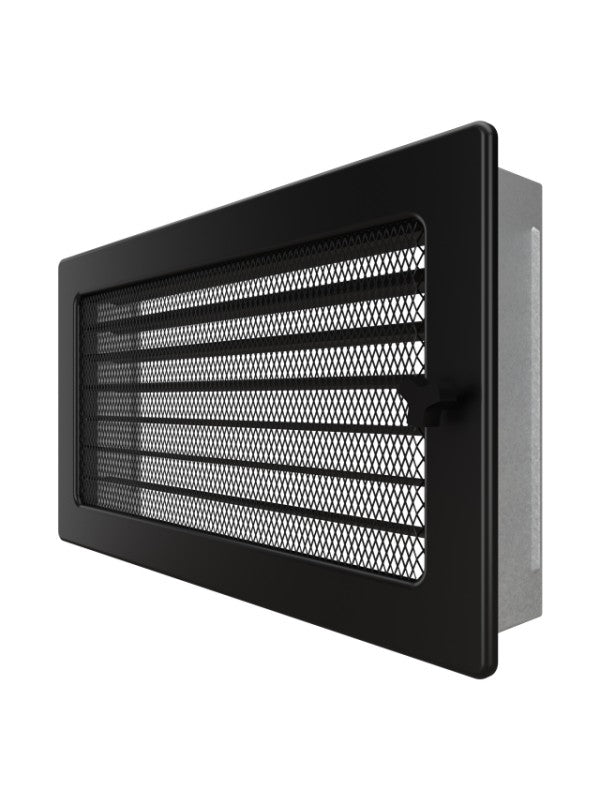 Griglia di ventilazione per camino 17x30 nera con tapparelle avvolgibili