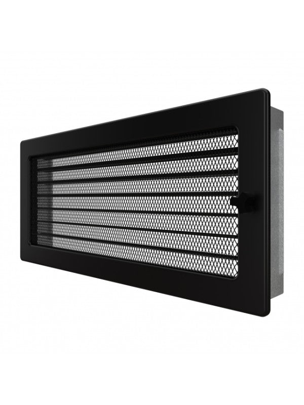 Griglia di ventilazione per camino 17x37 nera con tapparelle avvolgibili