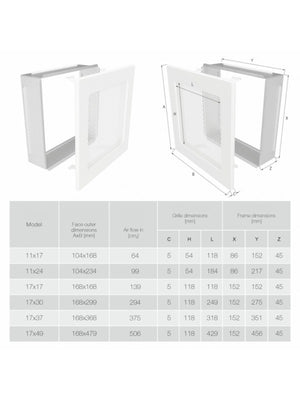 Griglia di ventilazione per camino Bianca - Classic 11x24
