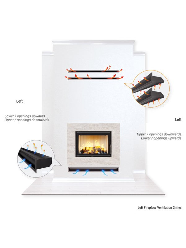 Griglia di ventilazione per camino Grafite - Loft 60x800