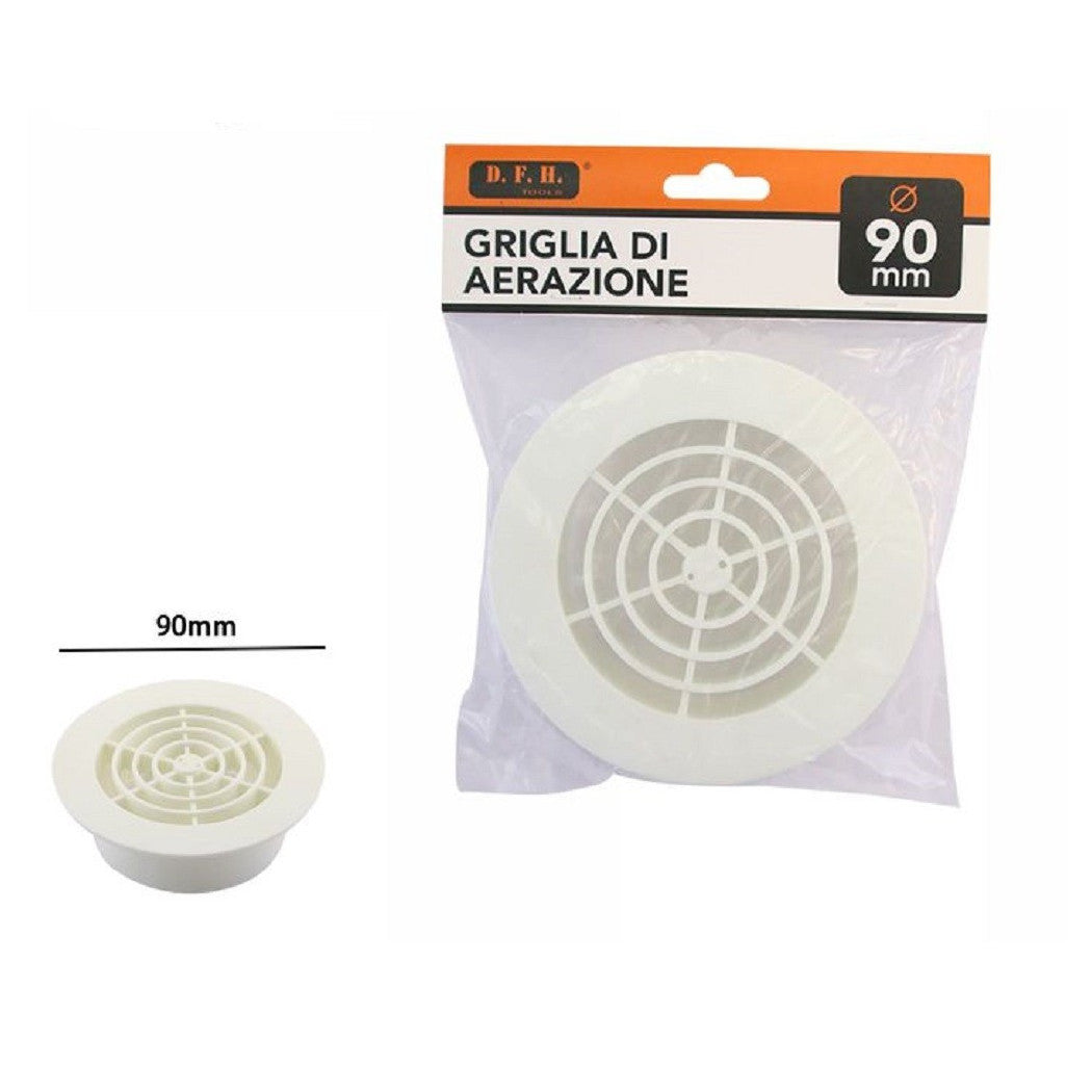 Trade Shop - Griglia Di Ventilazione Rotonda Diametro 90 Mm Aspirazione Aria Aerazione 71397 -