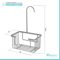 Griglia doccia portaoggetti in acciaio silver con ripiano e gancio