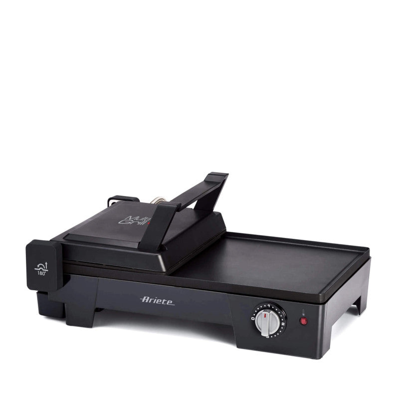 Griglia Elettrica 3 in 1 - Barbecue, Piastra Liscia e Rigata, Apertura 180°