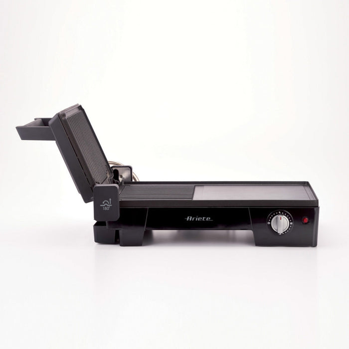 Griglia Elettrica 3 in 1 - Barbecue, Piastra Liscia e Rigata, Apertura 180°