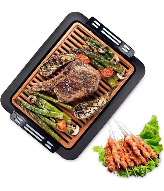 Griglia Elettrica Antifumo 1000w Q-hb67 Grill Senza Fumi Piastra Antiaderente         