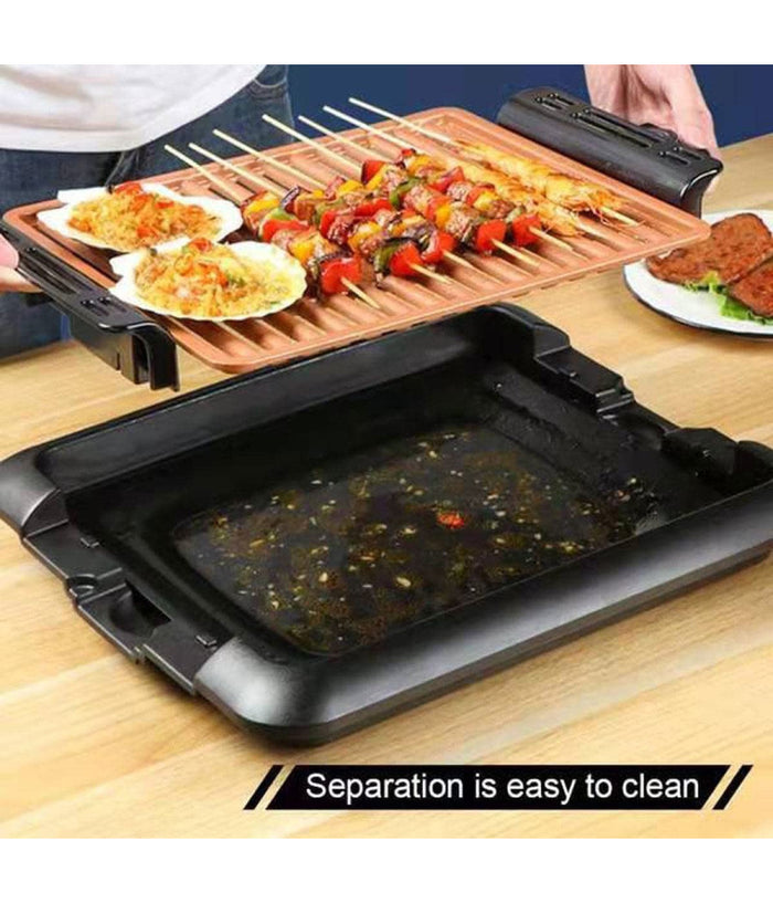 Griglia Elettrica Antifumo 1000w Q-hb67 Grill Senza Fumi Piastra Antiaderente         