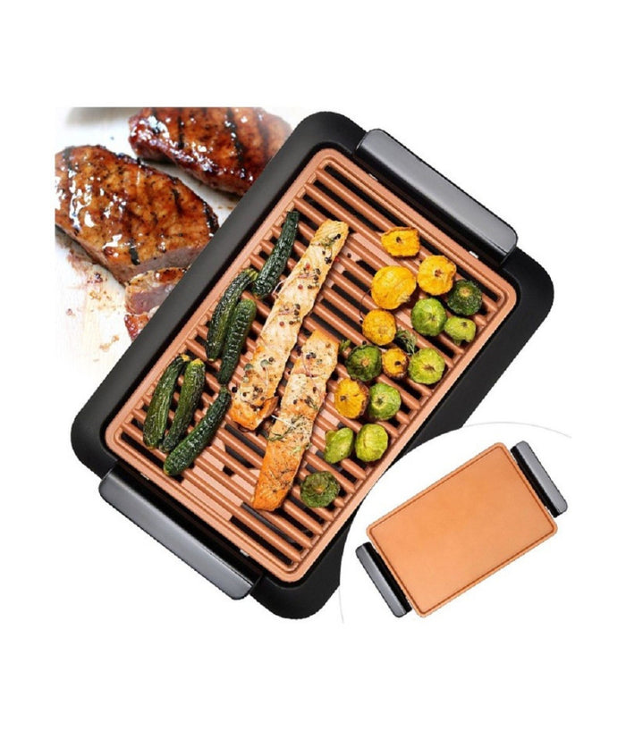 Griglia Elettrica Senza Fumo Grill Smokeless Rivestimento Ceramica Antiaderente         