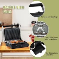 Grill elettrico multifunzione 1800-2000w touchscreen intelligente Apertura 180° timer 4h 5 modalità automatiche doppie piastre 20_0005308