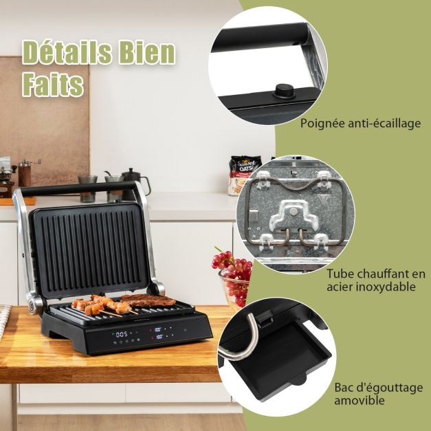 Grill elettrico multifunzione 1800-2000w touchscreen intelligente Apertura 180° timer 4h 5 modalità automatiche doppie piastre 20_0005308