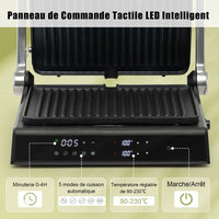 Grill elettrico multifunzione 1800-2000w touchscreen intelligente Apertura 180° timer 4h 5 modalità automatiche doppie piastre 20_0005308