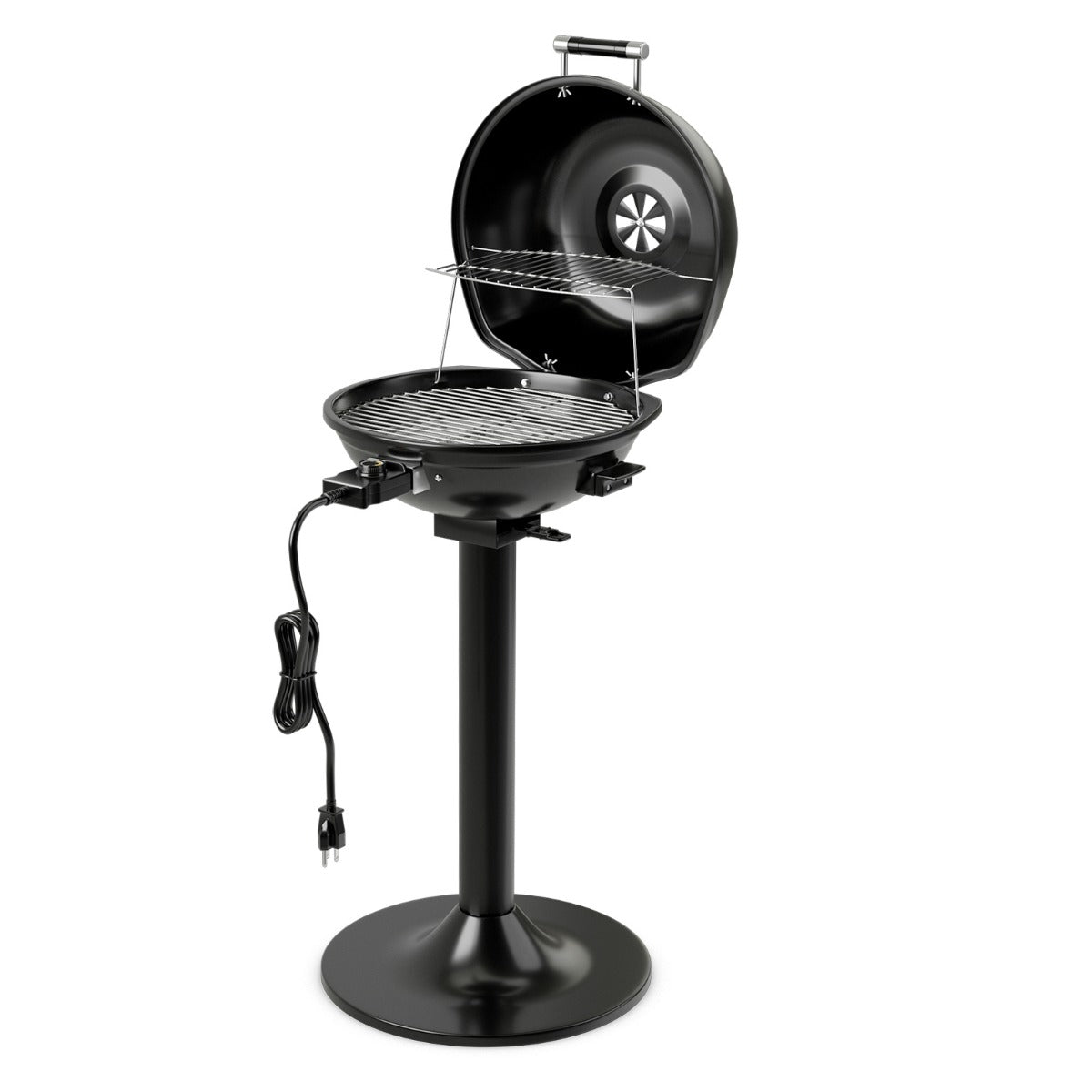 Grill portatile verticale con griglia scaldavivande rimovibile antiaderente, Grill elettrico per uso interno ed esterno-Accessori per barbecue