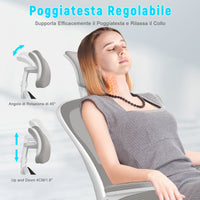 Sedia ufficio ergonomica - RATTANTREE  - Sedie da scrivania con Supporto Lombare e Poggiatesta Regolabile - Grigio