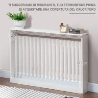 Copritermosifone a Doghe Moderno ed Elegante per la Casa, in MDF e Acciaio, 120x18x84cm, Bianco
