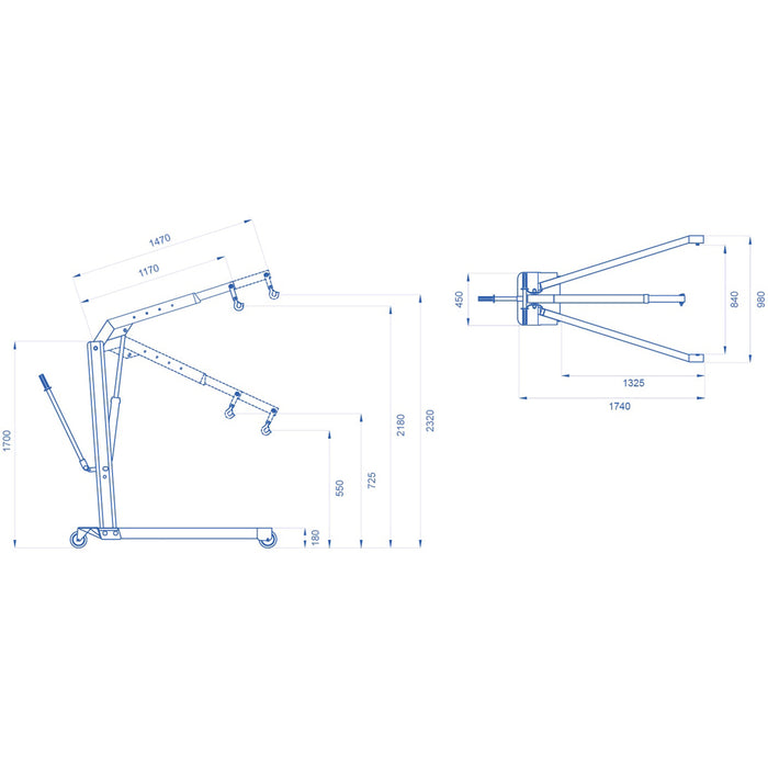 GRU IDRAULICA A CARRELLO PIEGHEVOLE 500Kg GP05/DE OMCN