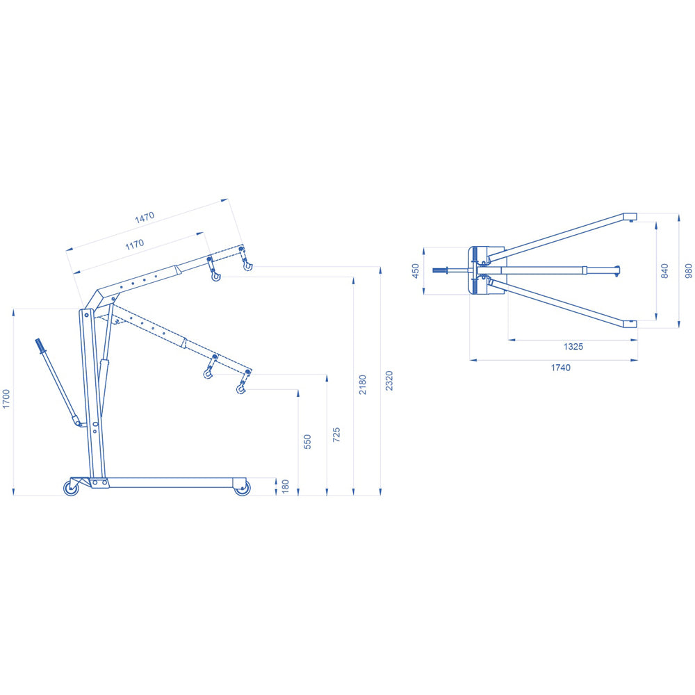 GRU IDRAULICA A CARRELLO PIEGHEVOLE 1000Kg GP10/DE OMCN
