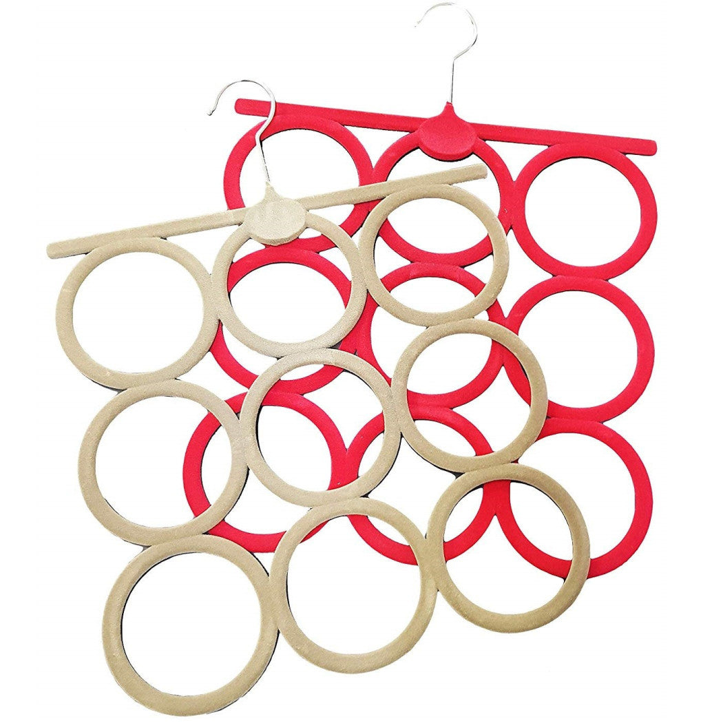 Trade Shop - Gruccia 9 Anelli Porta Appendi Tutto In Velluto Salvaspazio Sciarpe Armadio -