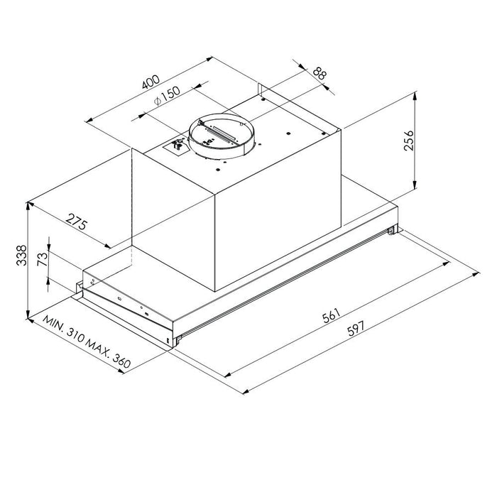 Gruppo cappa sottopensile Cripto60 inox Samet con sistema NO DROP