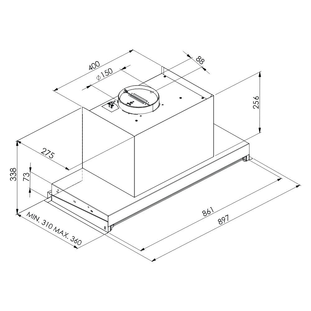 Gruppo cappa sottopensile Cripto90 inox Samet con sistema NO DROP