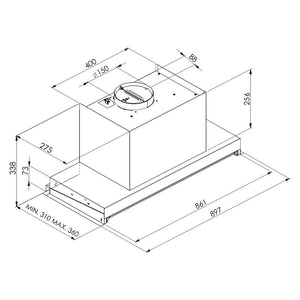 Gruppo cappa sottopensile Cripto90 inox Samet con sistema NO DROP