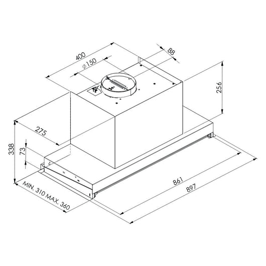 Gruppo cappa sottopensile Cripto90 inox Samet con sistema NO DROP