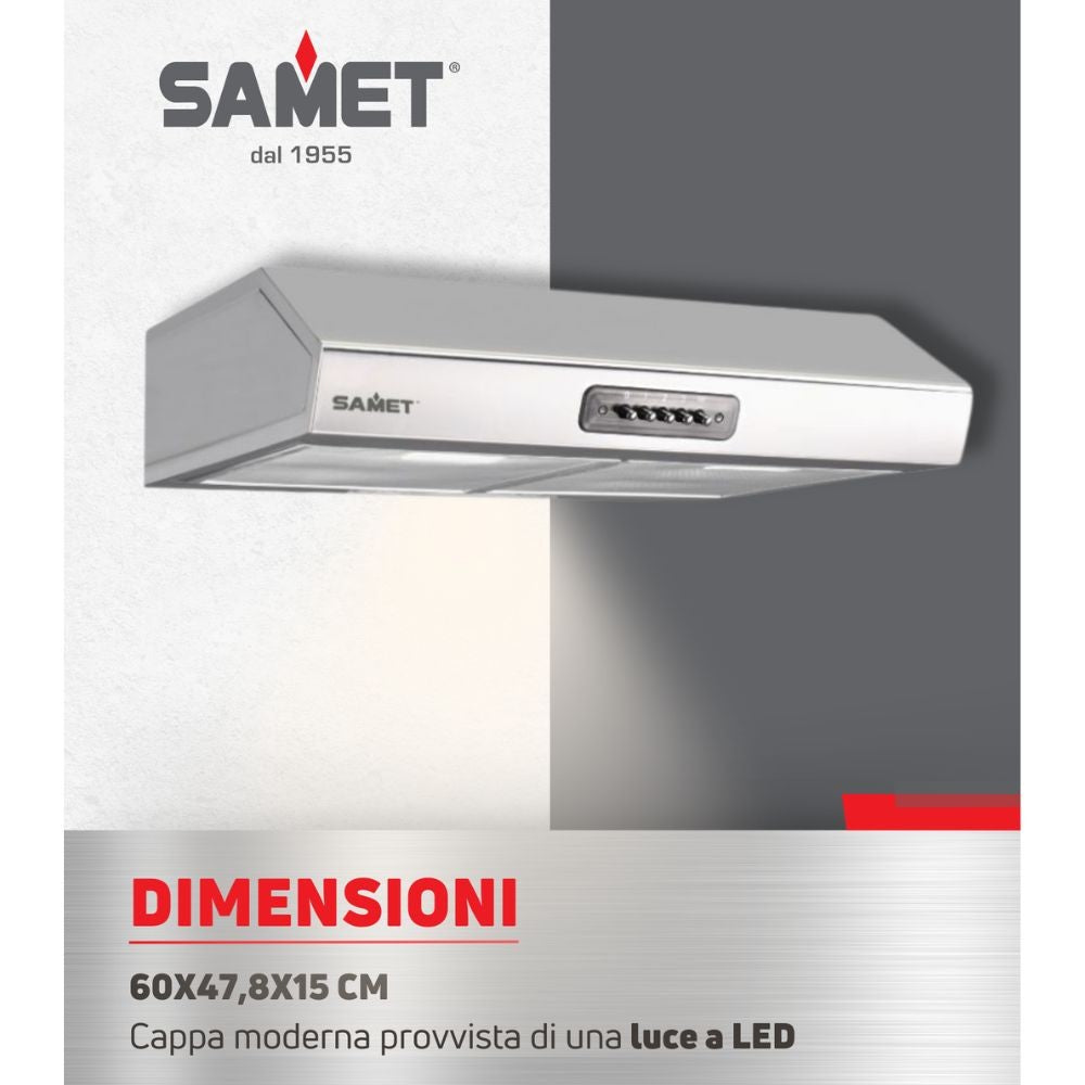 Gruppo cappa sottopensile Tornado60 Samet colore inox