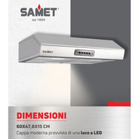 Gruppo cappa sottopensile Tornado60 Samet colore inox