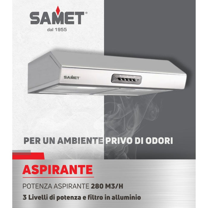 Gruppo cappa sottopensile Tornado60 Samet colore inox