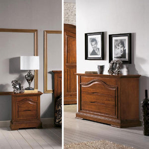 Gruppo como' 2 comodini classico in legno sagomato tinta noce