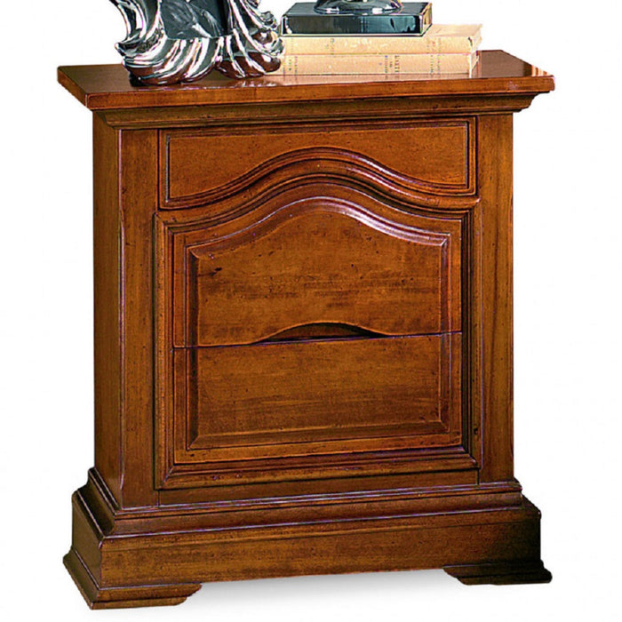 Gruppo como' 2 comodini classico in legno sagomato tinta noce