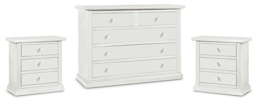 Gruppo como' a 5 cassetti  e 2 comodini a 3 cassetti laccato bianco opaco (1364) - Mobili 2G