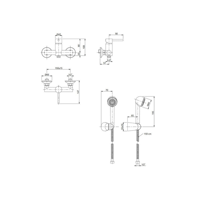 Gruppo doccia esterno con kit cromato jackie
