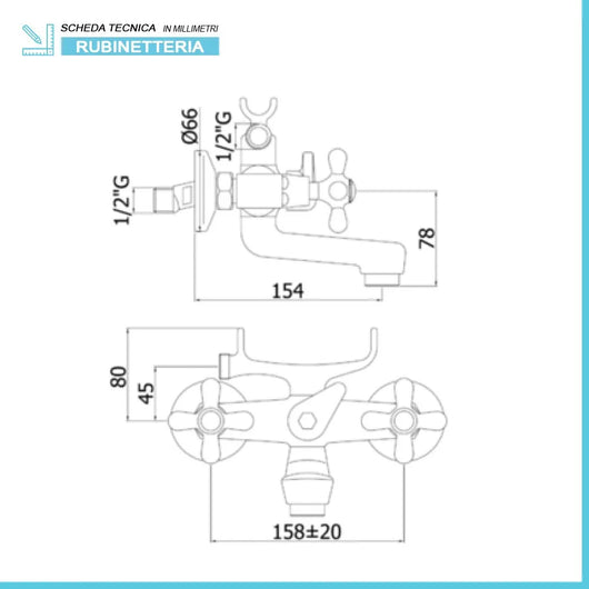 Gruppo vasca da bagno Paffoni Iris con duplex e kit doccia completo