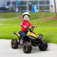 Quad Elettrico per Bambini 12V, 2 Velocità, Ruote Larghe con Clacson e Fari LED, Età 3-5 Anni, Giallo