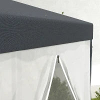 Gazebo da Giardino Esagonale con Doppio Ingresso, in Metallo e Poliestere, 3.94x3.94x2.5 m, Grigio