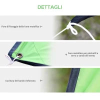 Tenda da Sole Portatile 3x3 m, Tendalino Parasole Impermeabile per Campeggio, e Spiaggia, Verde