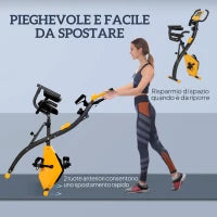 Cyclette Pieghevole con Resistenza Magnetica 8 Livelli, Sensore di Frequenza Cardiaca, Volano 2.5kg, Giallo