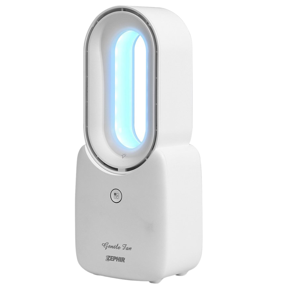 Zephir ventilatore da tavolo ricaricabile no pale 3 velocità 7 colori di luce