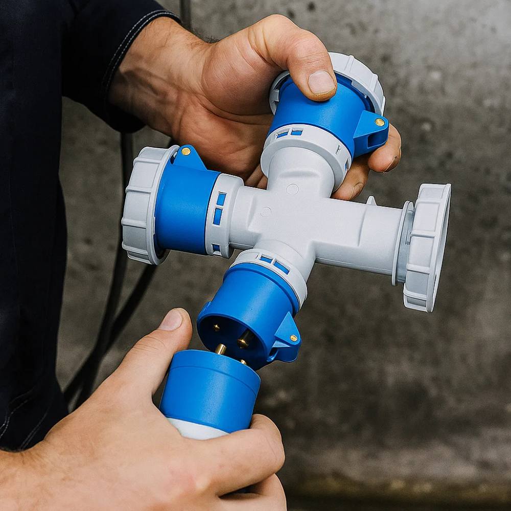 Ecova 20564 adattatore industriale spina cee 16a tre prese 2p+t ip67