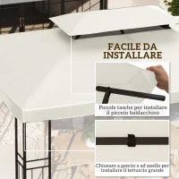 Copertura per Gazebo da Giardino Tetto Sostitutivo Anti-UV Impermeabile in Poliestere 3x4m, Beige