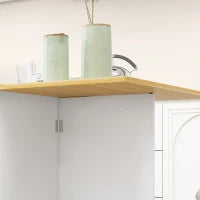 Tavolo da Pranzo Pieghevole per 2-4 Persone con 2 Ribalte, Cassetto e Ripiani, Quercia