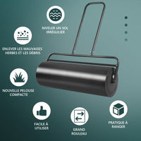 Rullo per prato da giardino con volume 63 litri diametro rullo: 30 cm larghezza 90 cm in acciaio nero 20_0006803