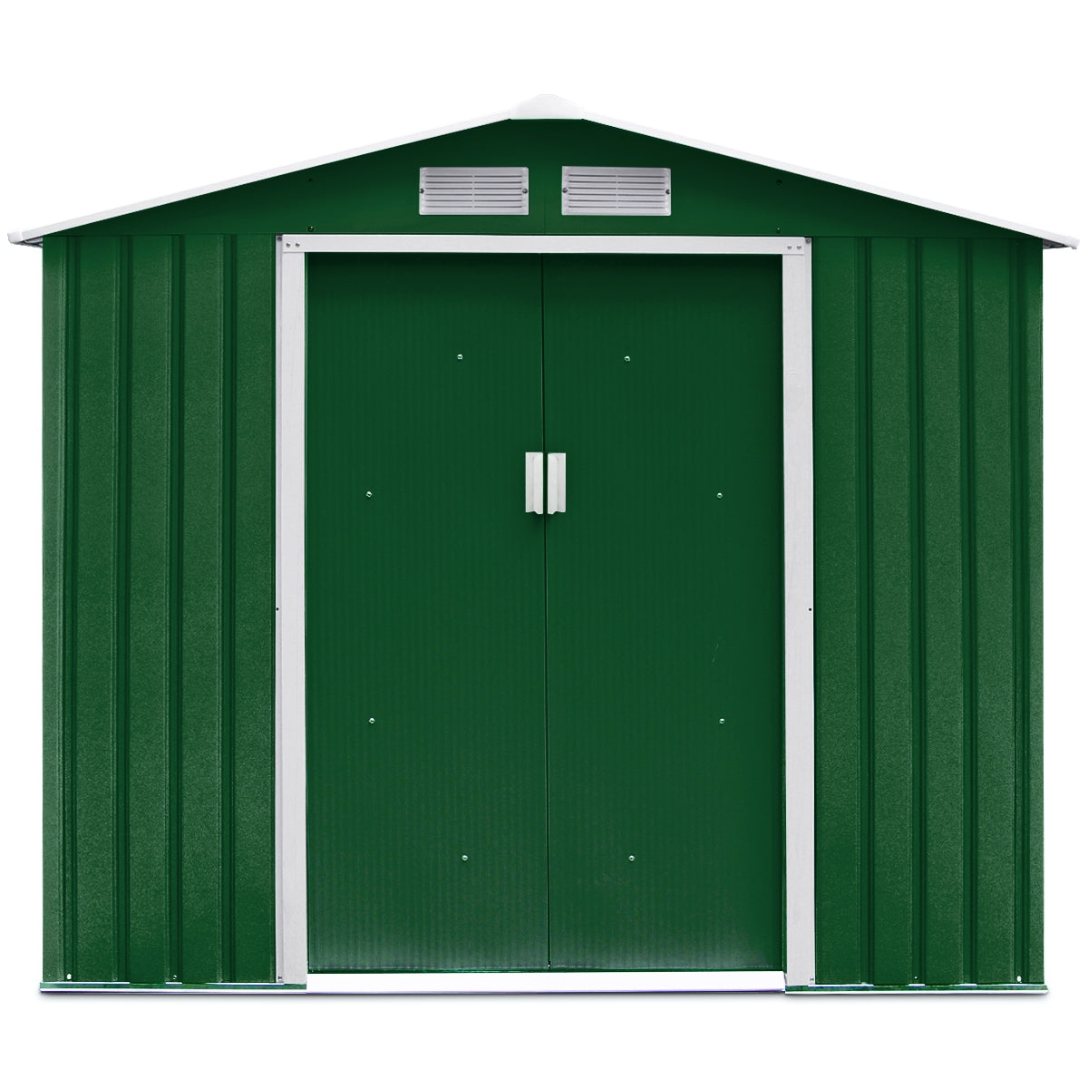 Box Casetta da giardino per gli attrezzi 213x127x185cm in lamiera d'acciaio Verde-Casette da giardino